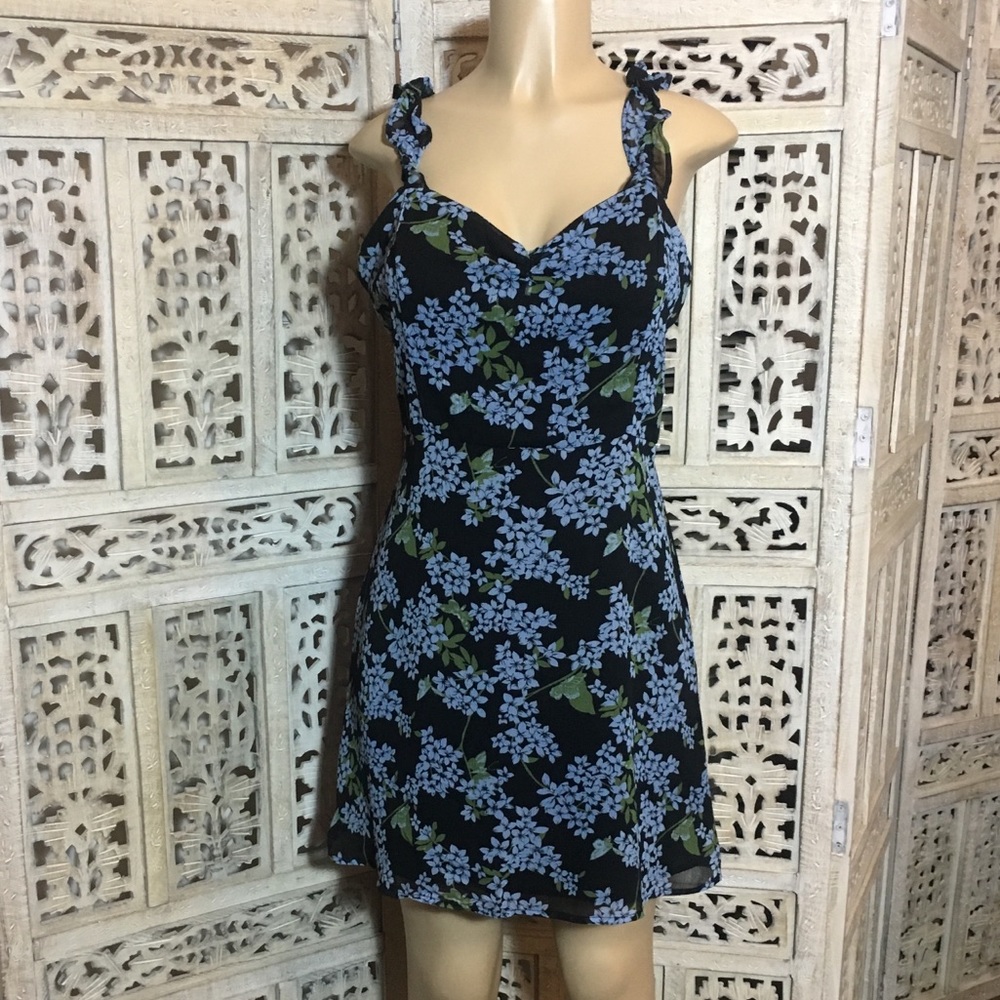 All In Favor blue, green, black floral Dress